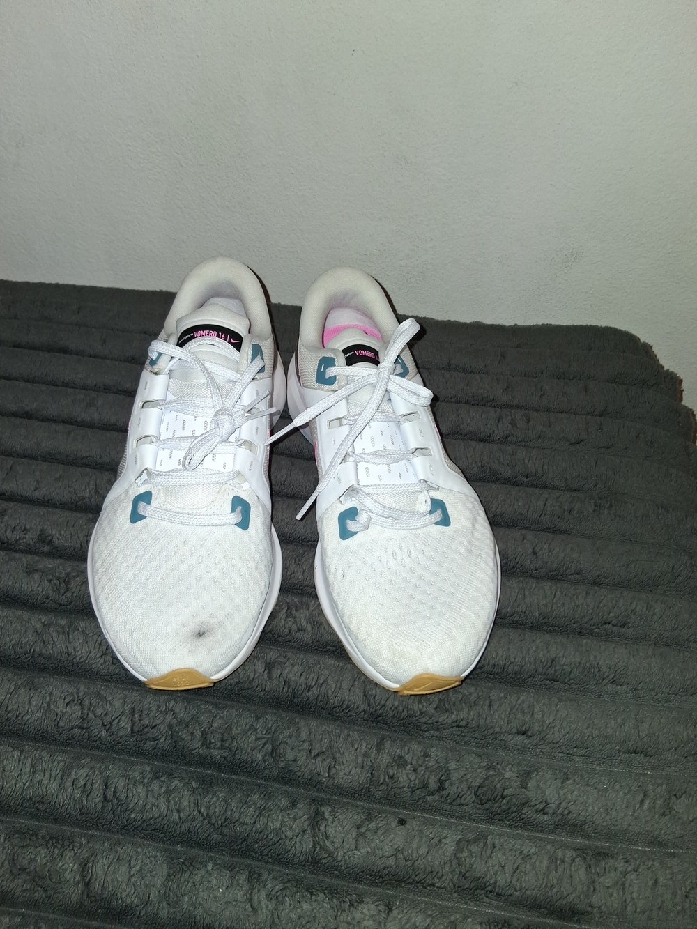 Nike Women's White Running Shoes with Teal and Pink Accents